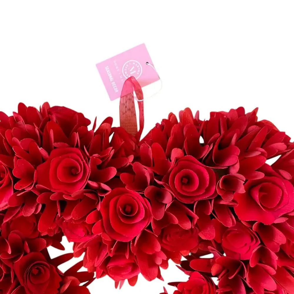 Martha Stewart Red Wood Curl Heart Wreath 20in Valentines Day Decor XO Love NEW